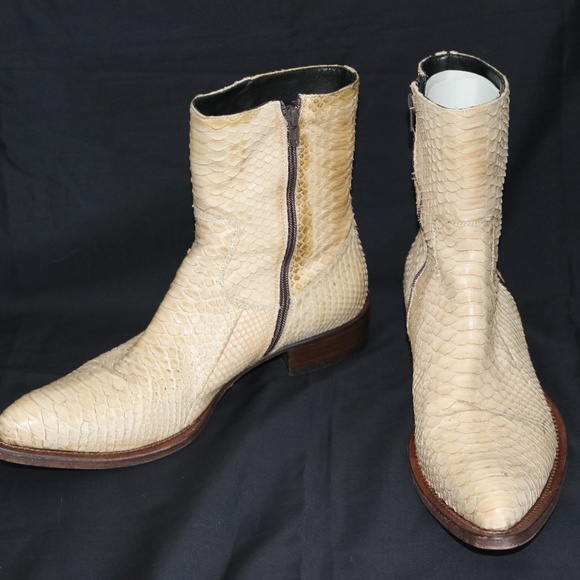 Buttero Beige Python Skin & Leather Boots size 42 - Picture 7 of 9